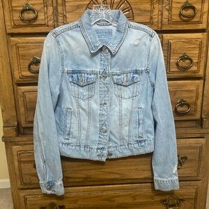 Aeropostale Distressed Jean Jacket Light Blue Size M